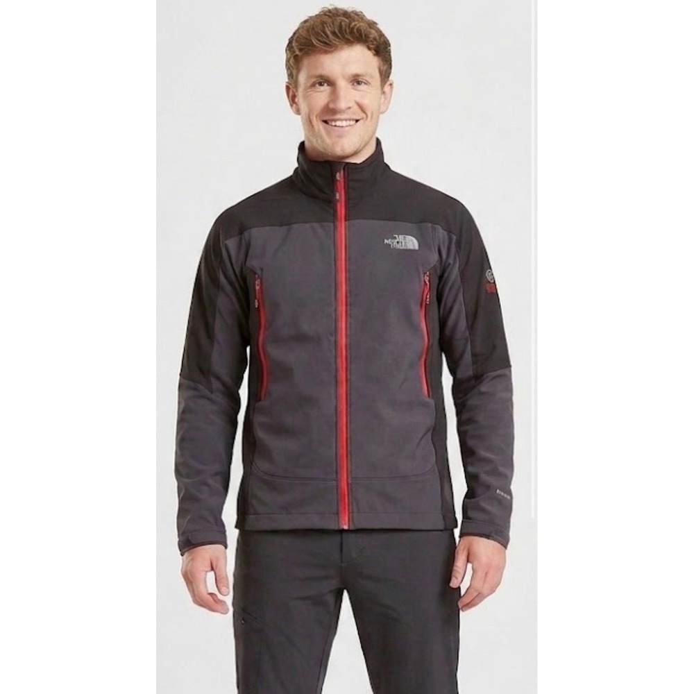 The North Face Summit Series TNF Apex Softshell Jacket Mens Small Grey Red Zip